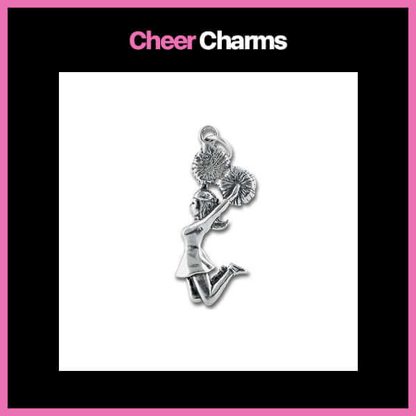 5 Love Cheer Charms 18x15mm in Antique Silver Heart, Megaphone, Cheer C9069
