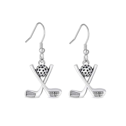 Golf Club Dangle Charm Earrings
