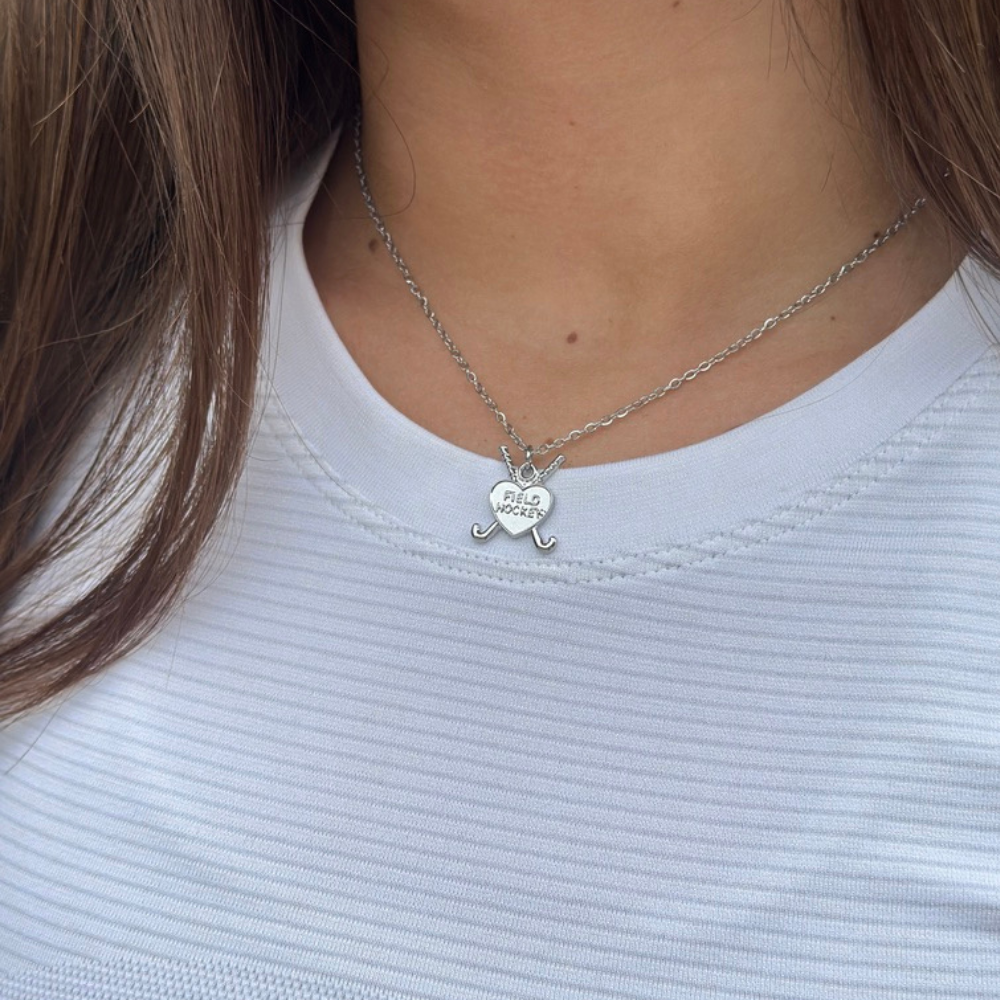 Field Hockey Heart & Sticks Necklace