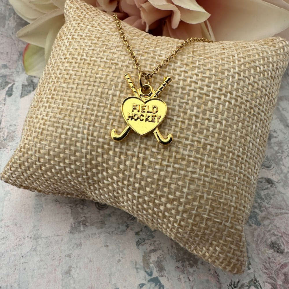Field Hockey Heart & Sticks Necklace