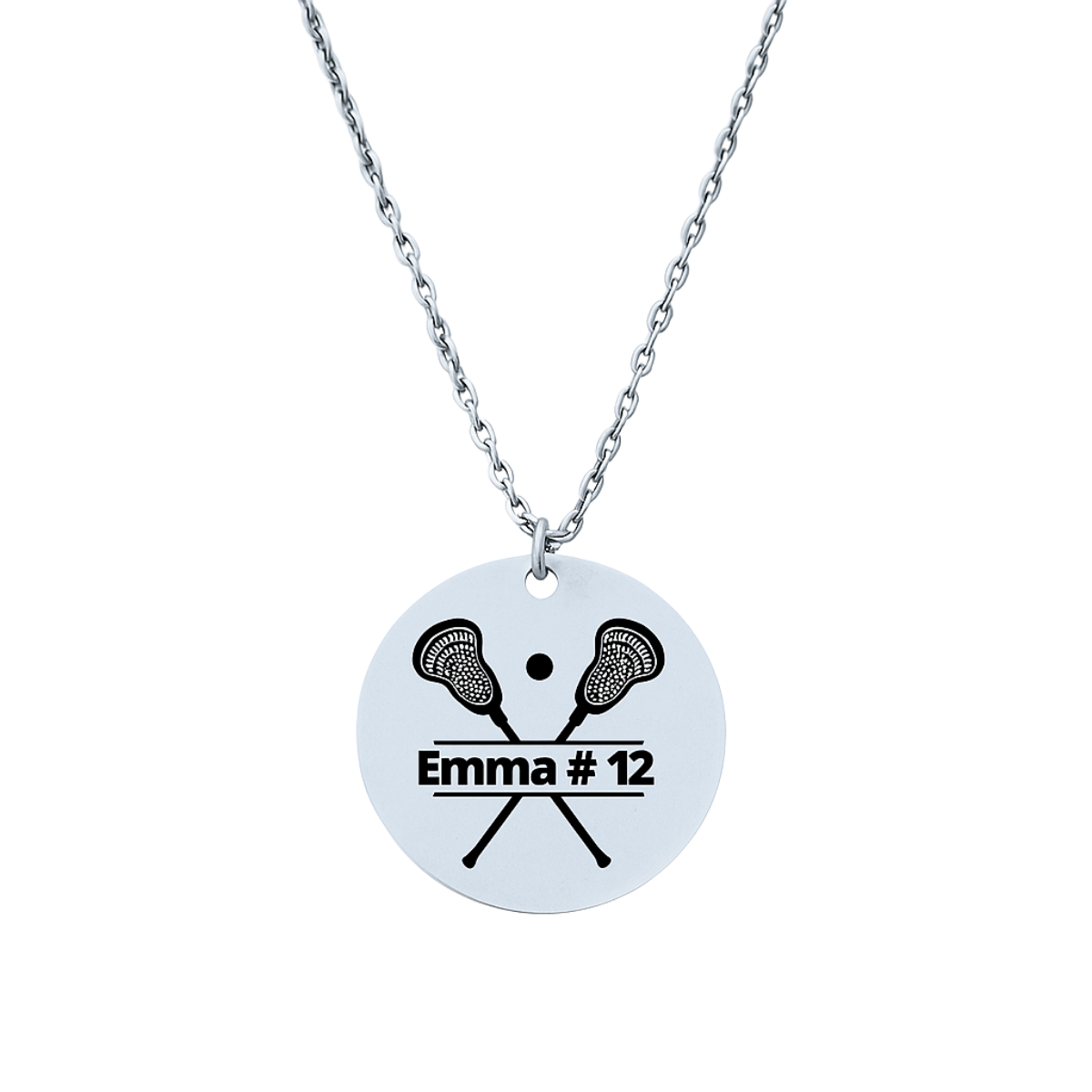 Engraved Lacrosse Charm Necklace