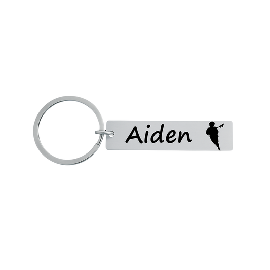 Boys Personalized Engraved Lacrosse Bar Keychain