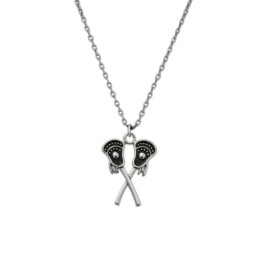 Girls Lacrosse Double Stick Rhinestone Necklace