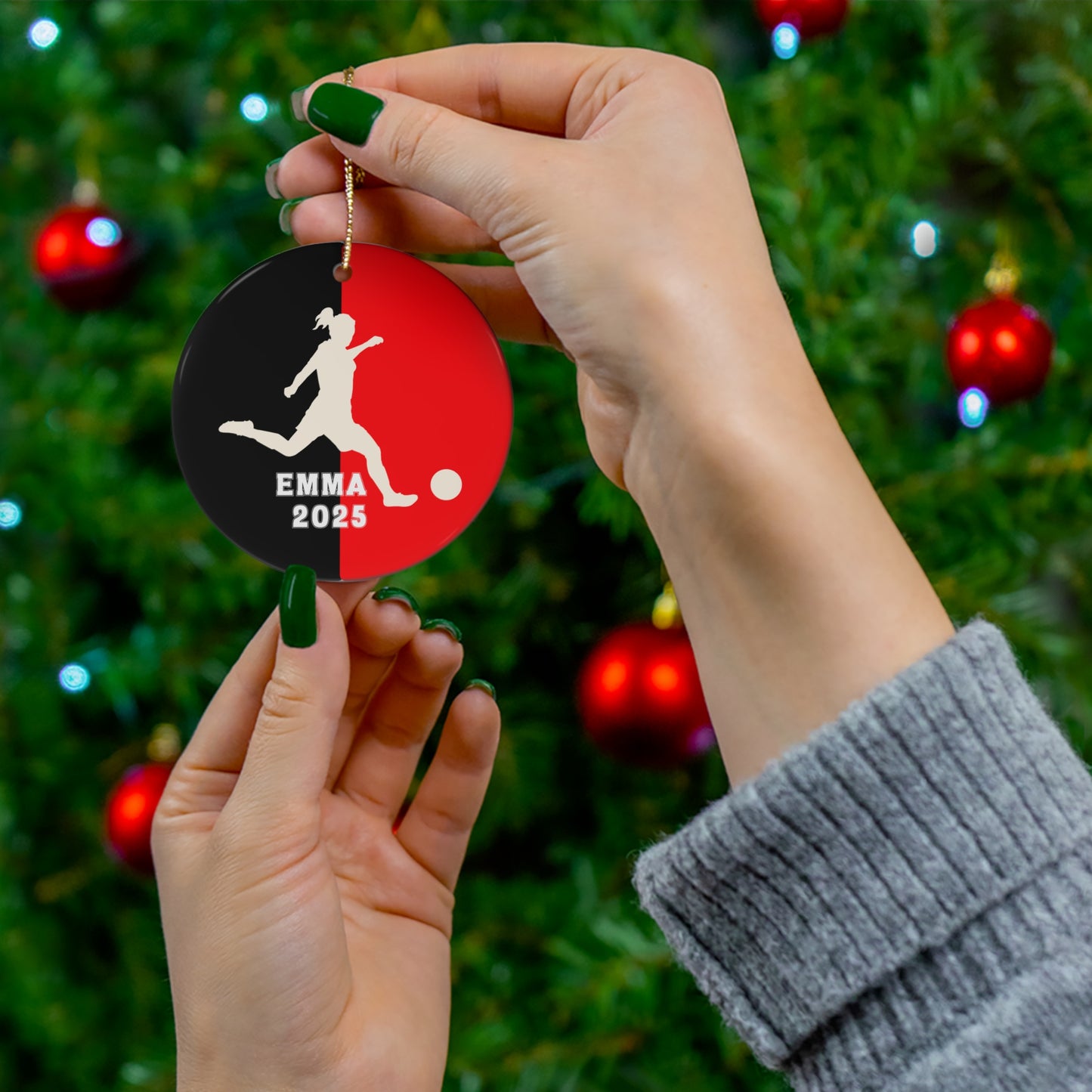 Personalized Girls Soccer Christmas Ornament