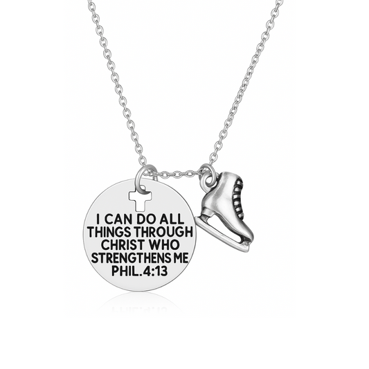 Figure Skating I Can Do All Things Through Christ Who Strengthens Me Necklace