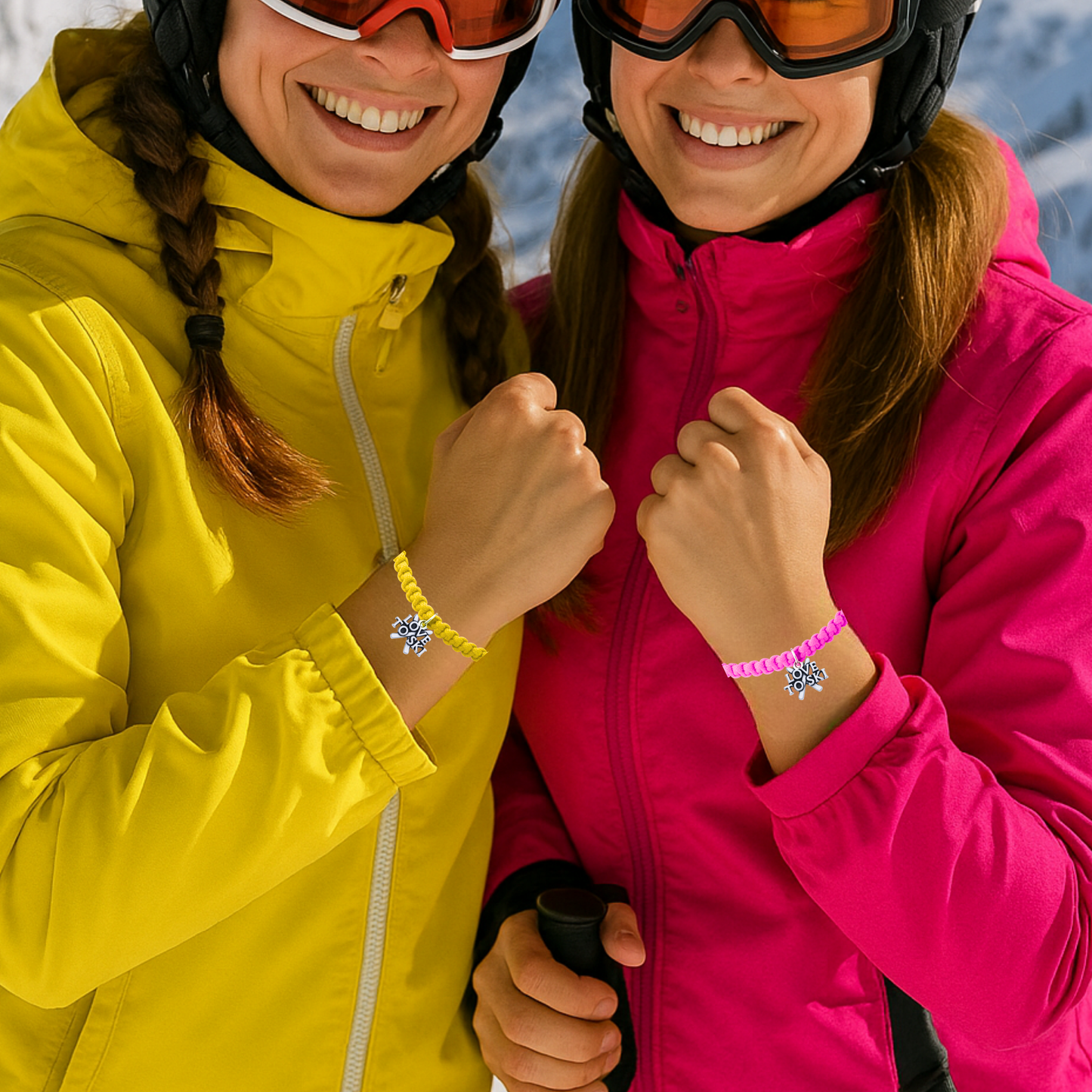 Ski Rope Bracelet – Adjustable Macramé Ski Charm Bracelet | Pick Color