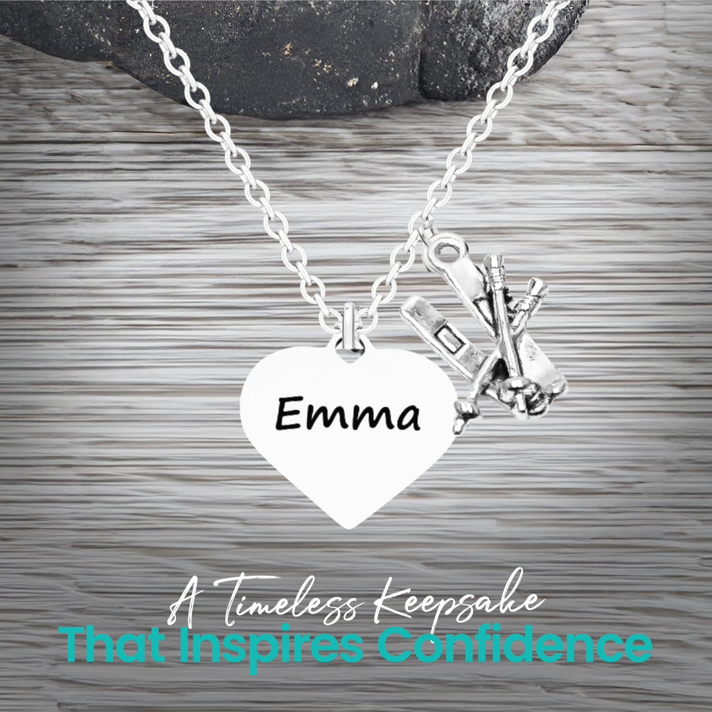Personalized Ski Necklace – Custom Name Heart Pendant with Love to Ski or Skier Charm | Sportybella