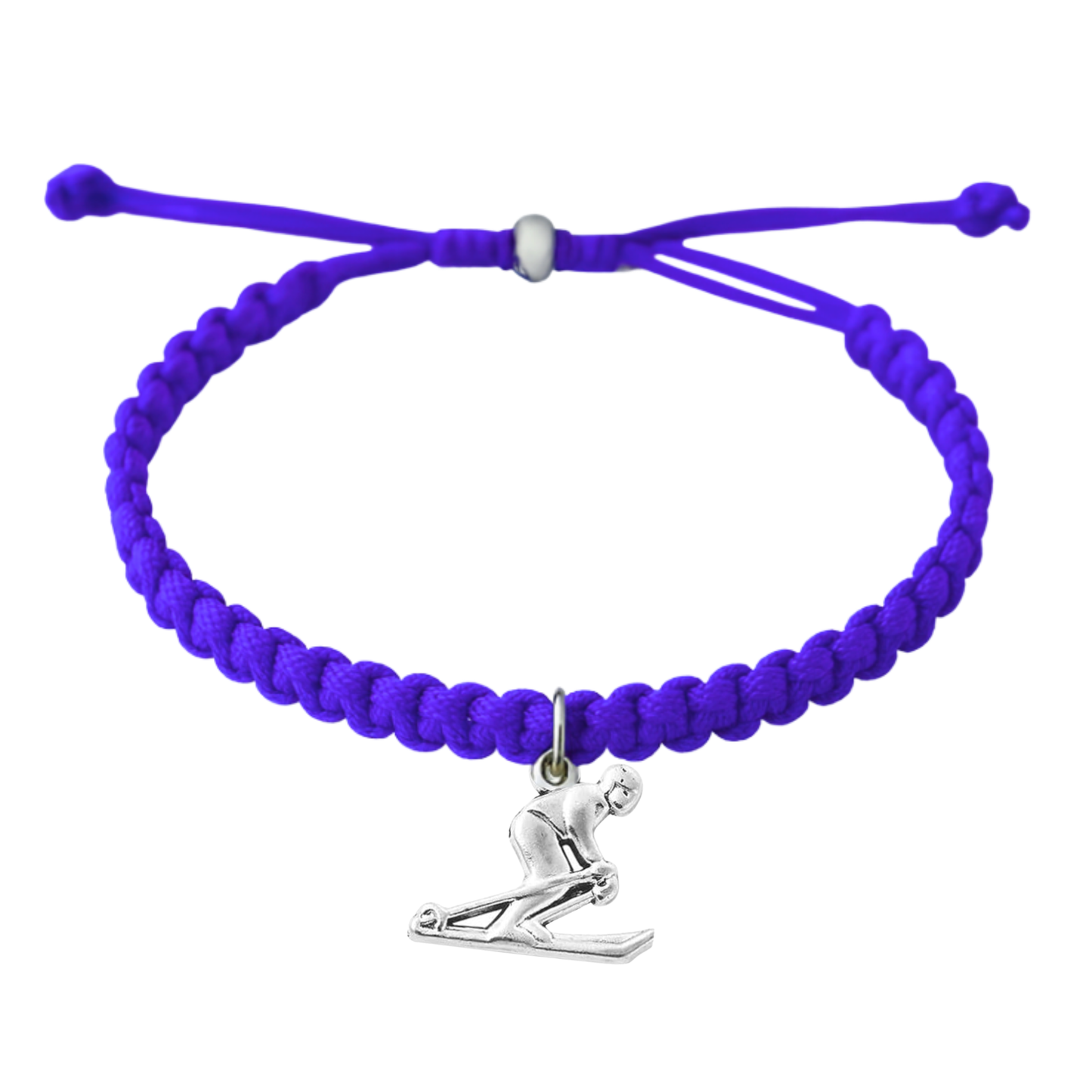 Skier Rope Bracelet – Adjustable Macramé Ski Charm Bracelet | Pick Color