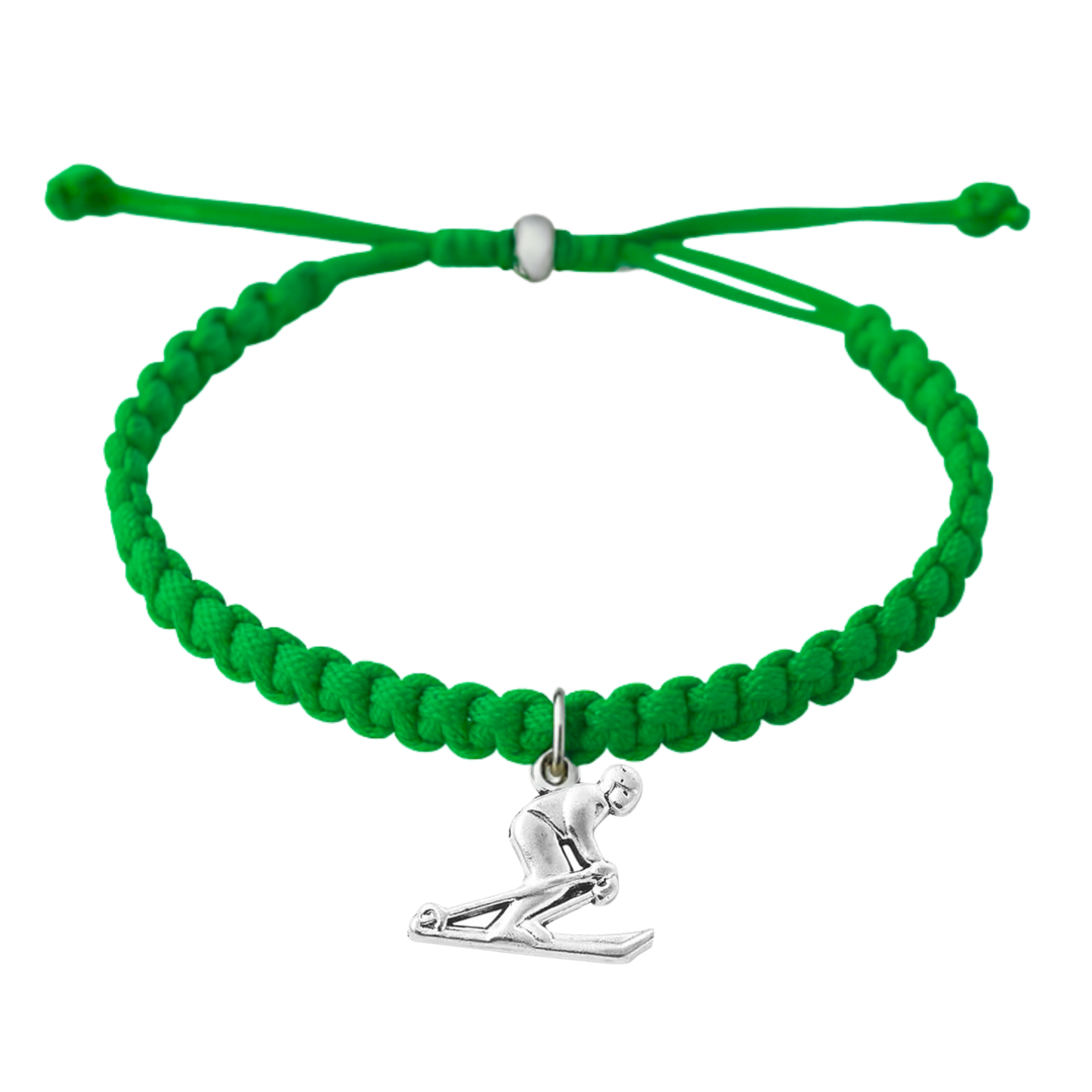 Skier Rope Bracelet – Adjustable Macramé Ski Charm Bracelet | Pick Color