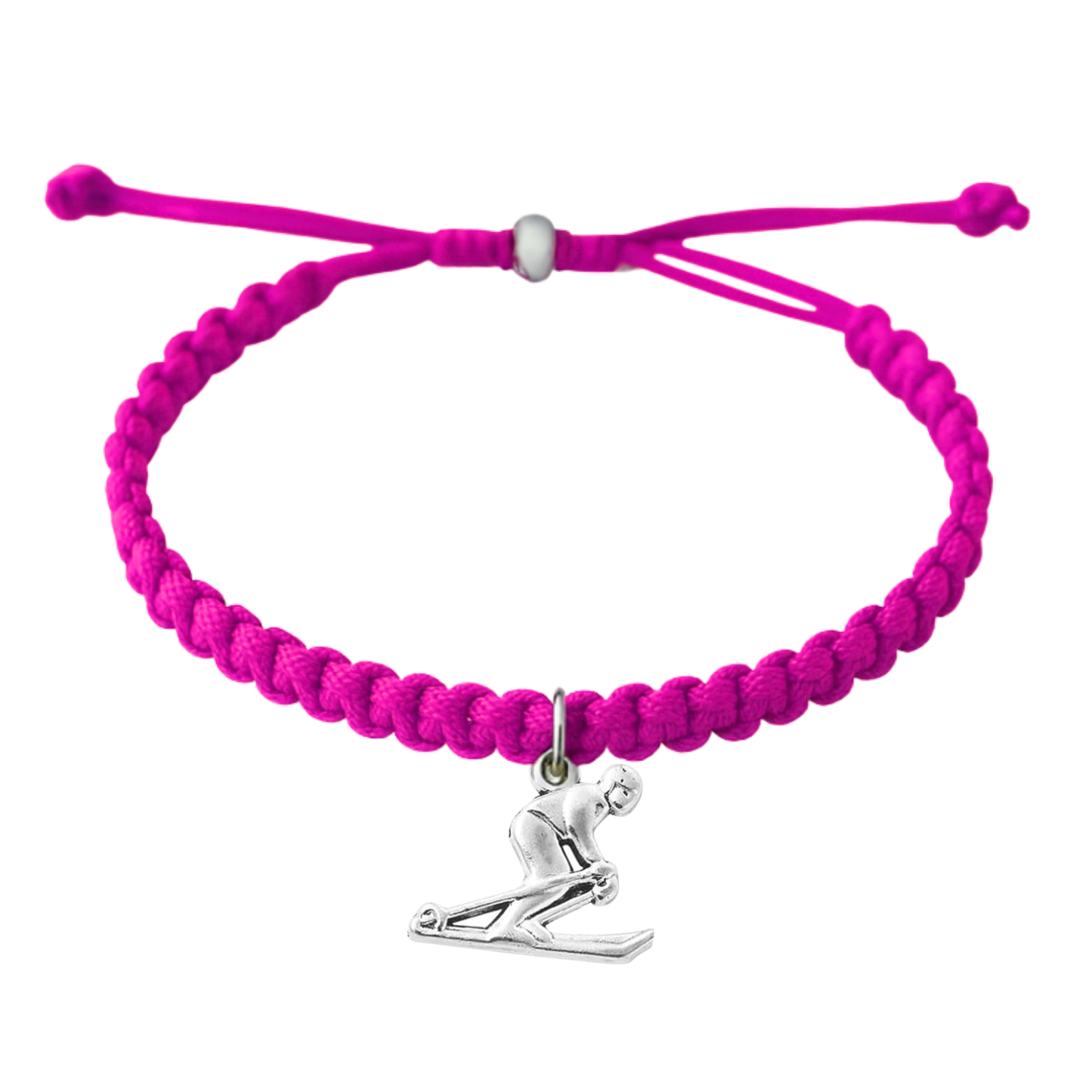 Skier Rope Bracelet – Adjustable Macramé Ski Charm Bracelet | Pick Color