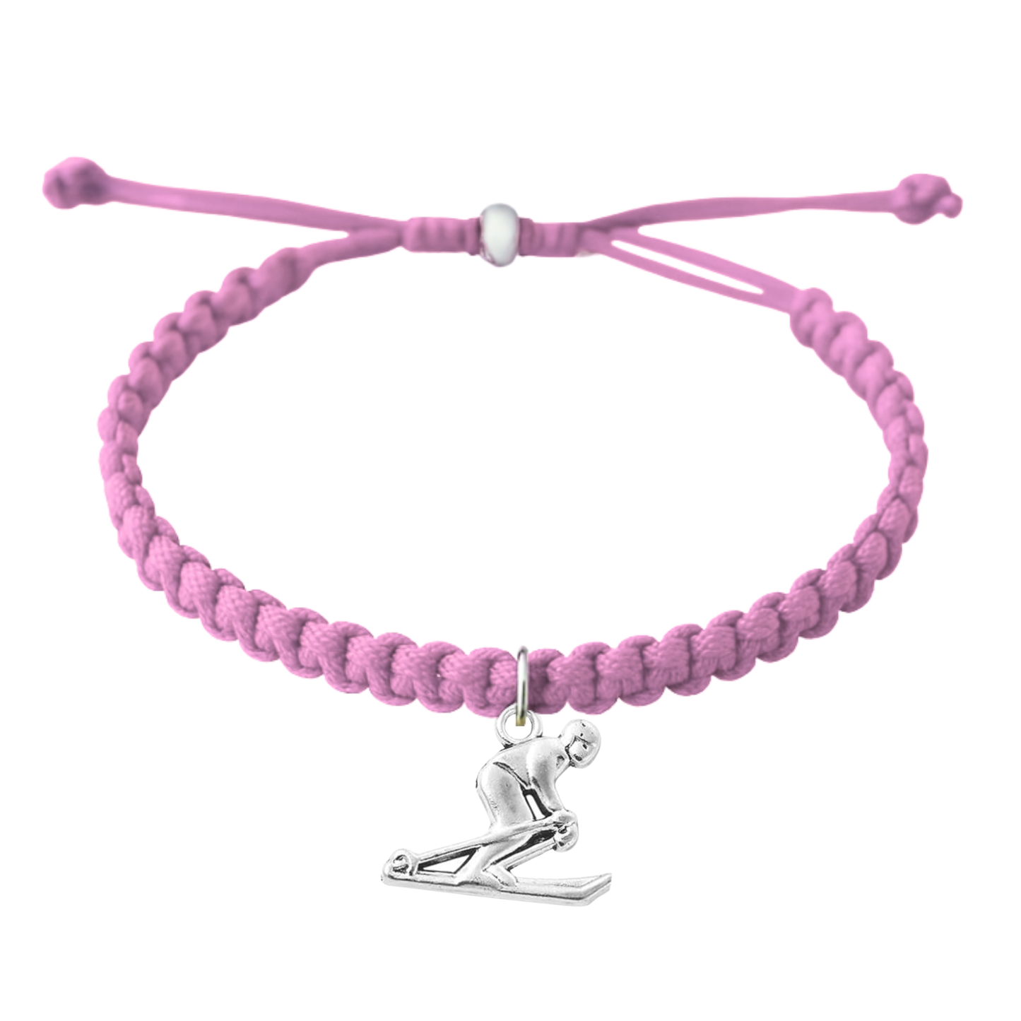 Skier Rope Bracelet – Adjustable Macramé Ski Charm Bracelet | Pick Color