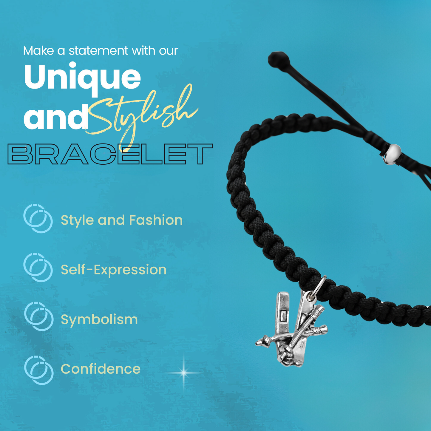 Snowboard Rope Bracelet – Adjustable Macramé Ski Charm Bracelet | Pick Color