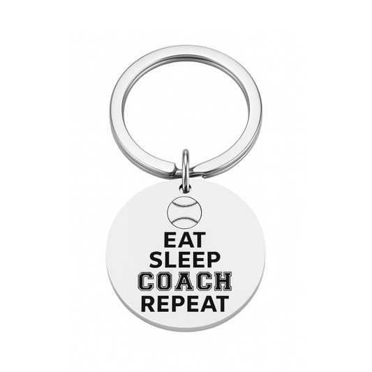 Baseball Coach Keychain-Eat Sleep Repeat