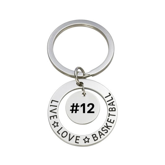 Basketball Charm Round Keychain Perfect Gift with Choice of Engraving