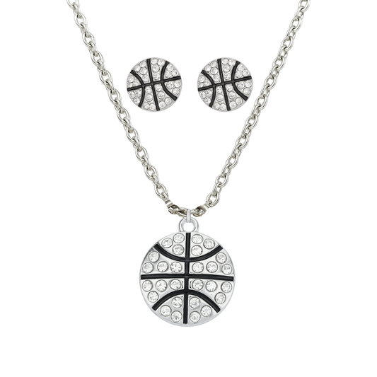 Basketball Rhinestone Earrings & Necklace Set