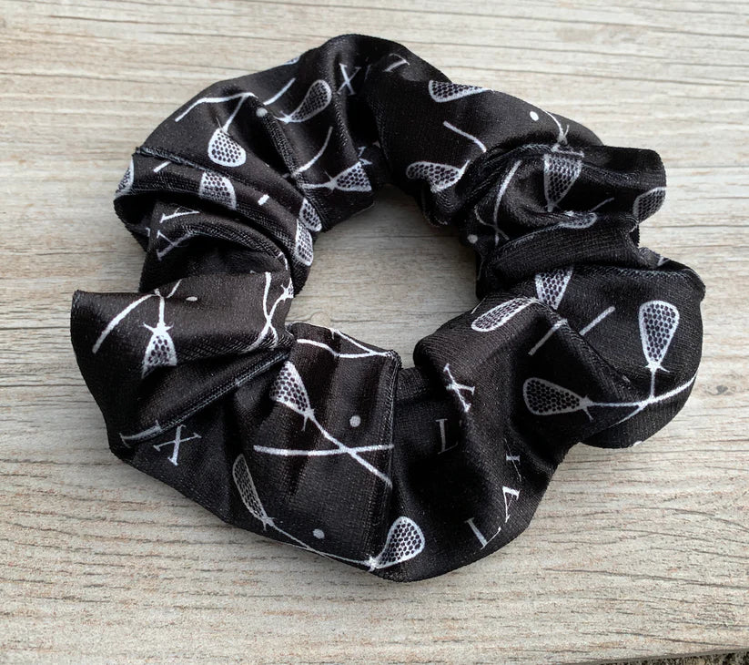 black lacrosse scrunchie