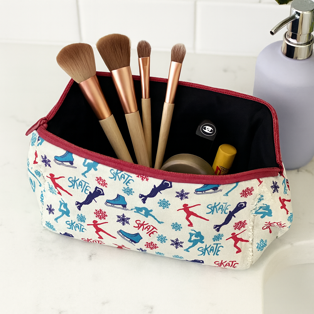 Figure Skating Pink Cosmetic Bag