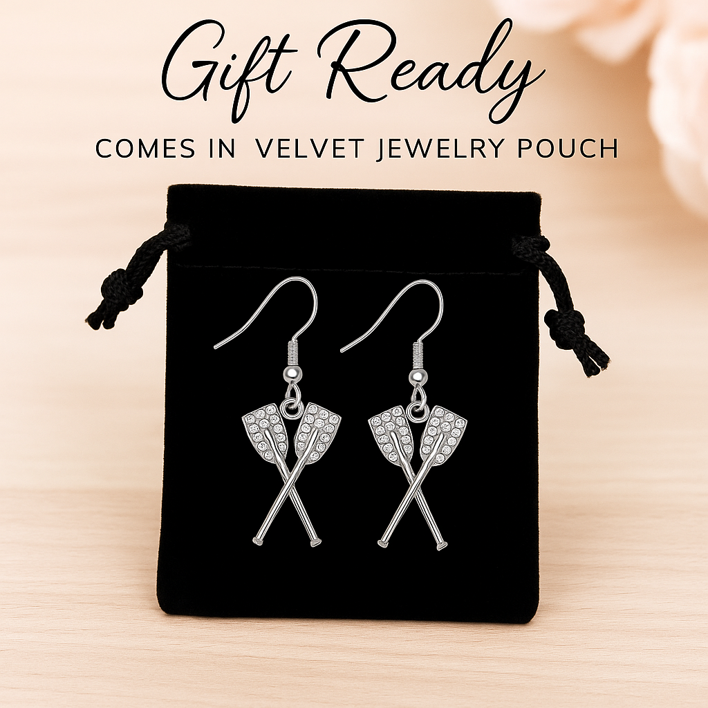 Silver Oar CZ Dangle Earrings