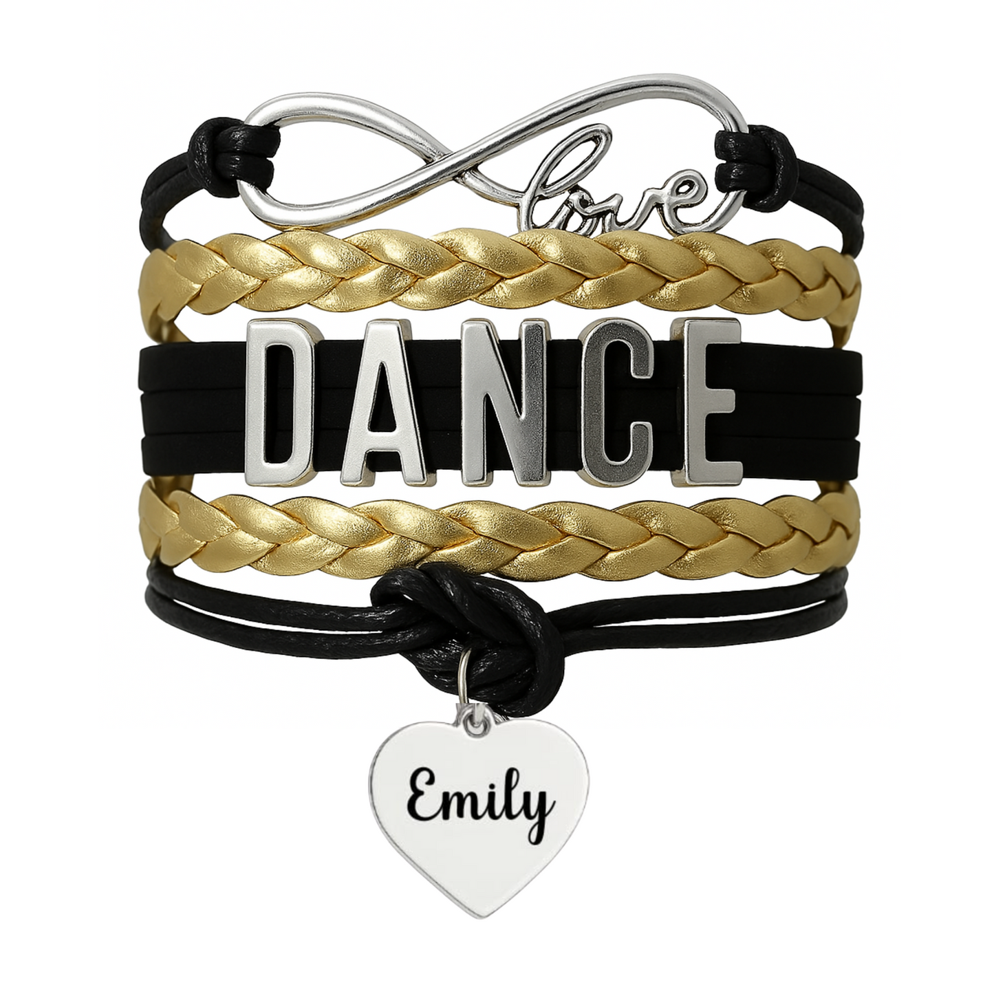 Custom Engraved Dance Infinity Bracelet - Pick Colors