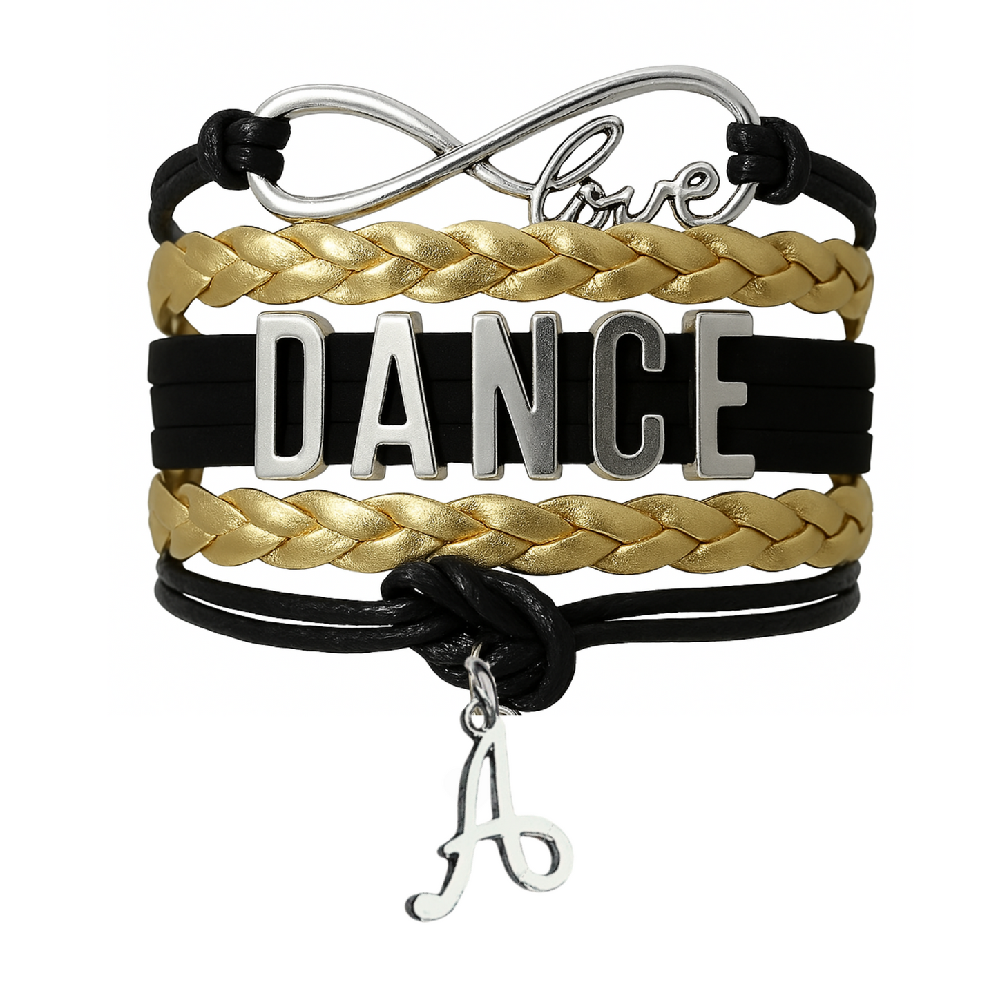 Dance Bracelet with Initial Charm - Pick Colors