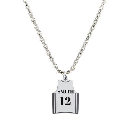 Engraved Basketball Jersey Necklace