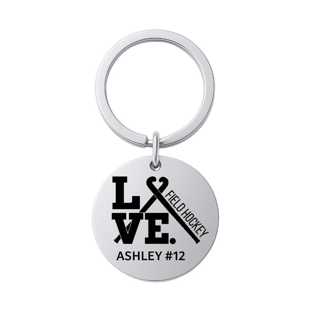 Engraved Field Hockey Keychain