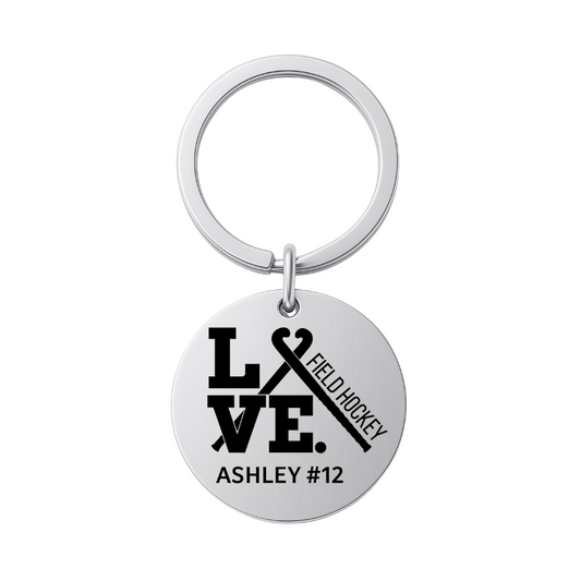 Engraved Field Hockey Keychain