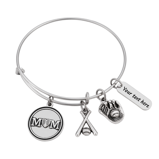 Personalized Engraved Softball Mom Bangle Bracelet