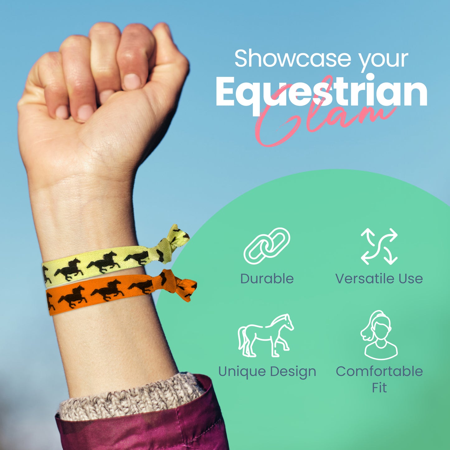 girls equestrian horse hair ties