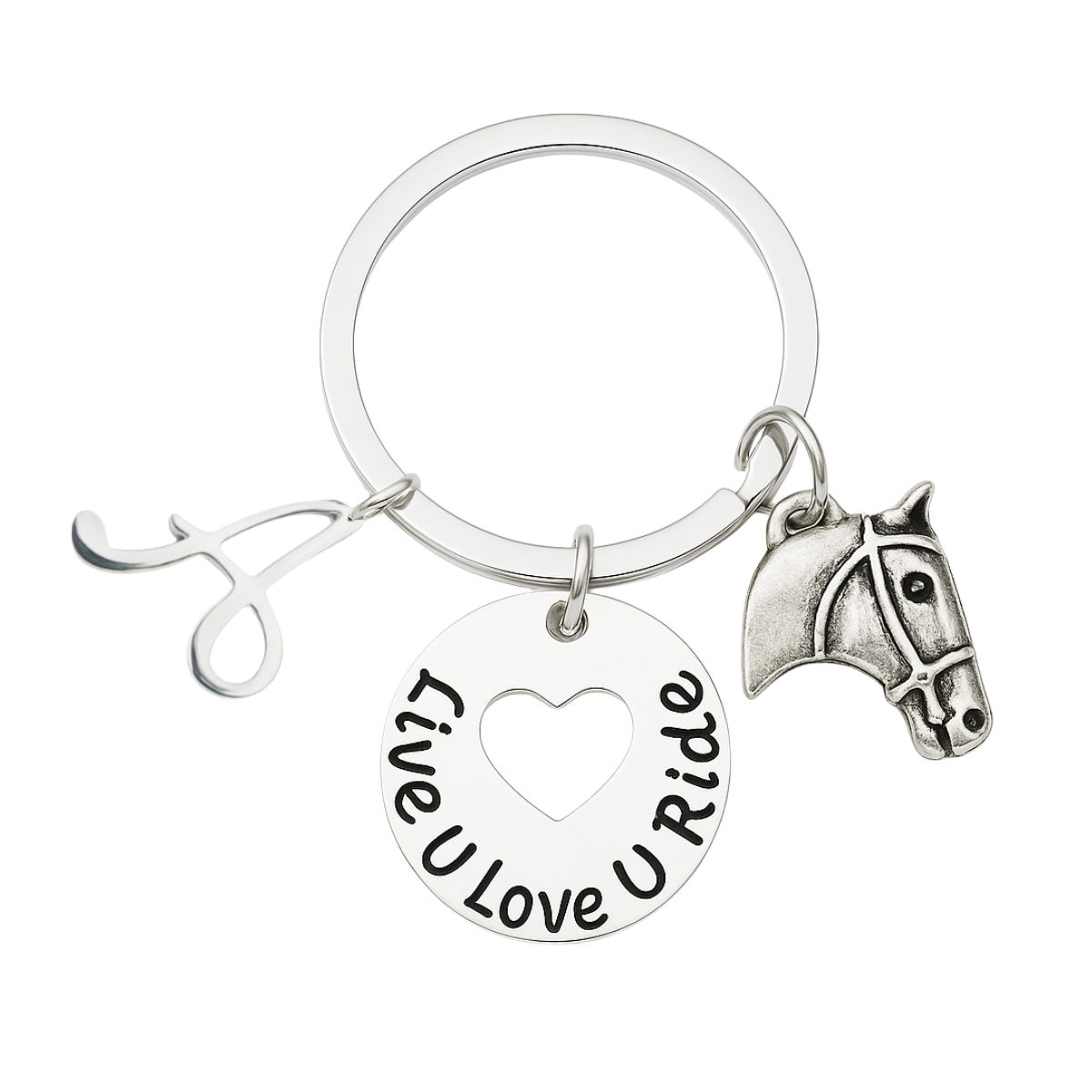Equestrian Live Love Keychain with Letter Charm