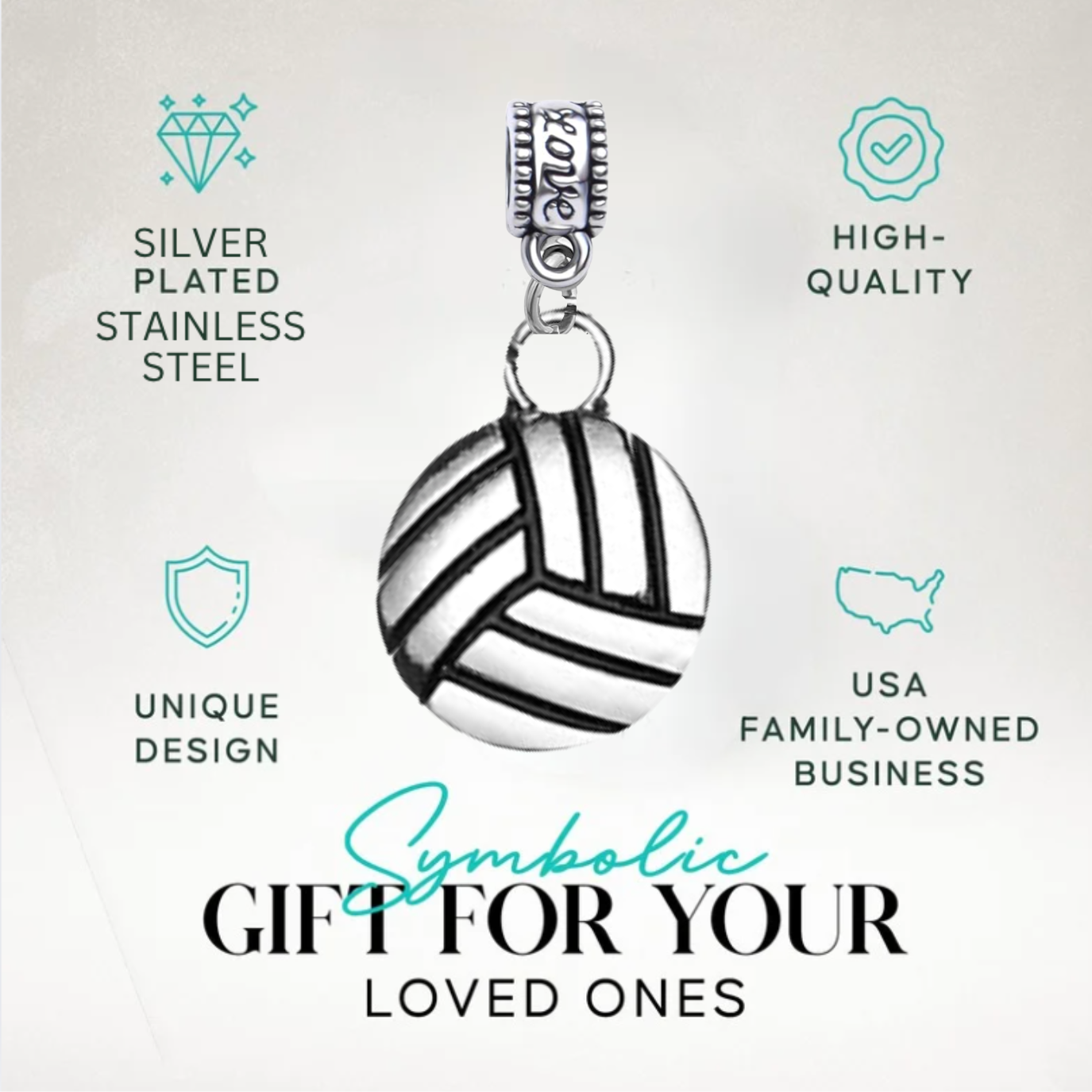 Volleyball Charm Bead - Pick Style