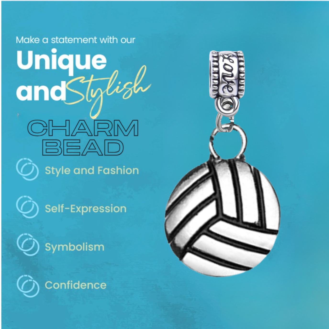 Volleyball Charm Bead - Pick Style