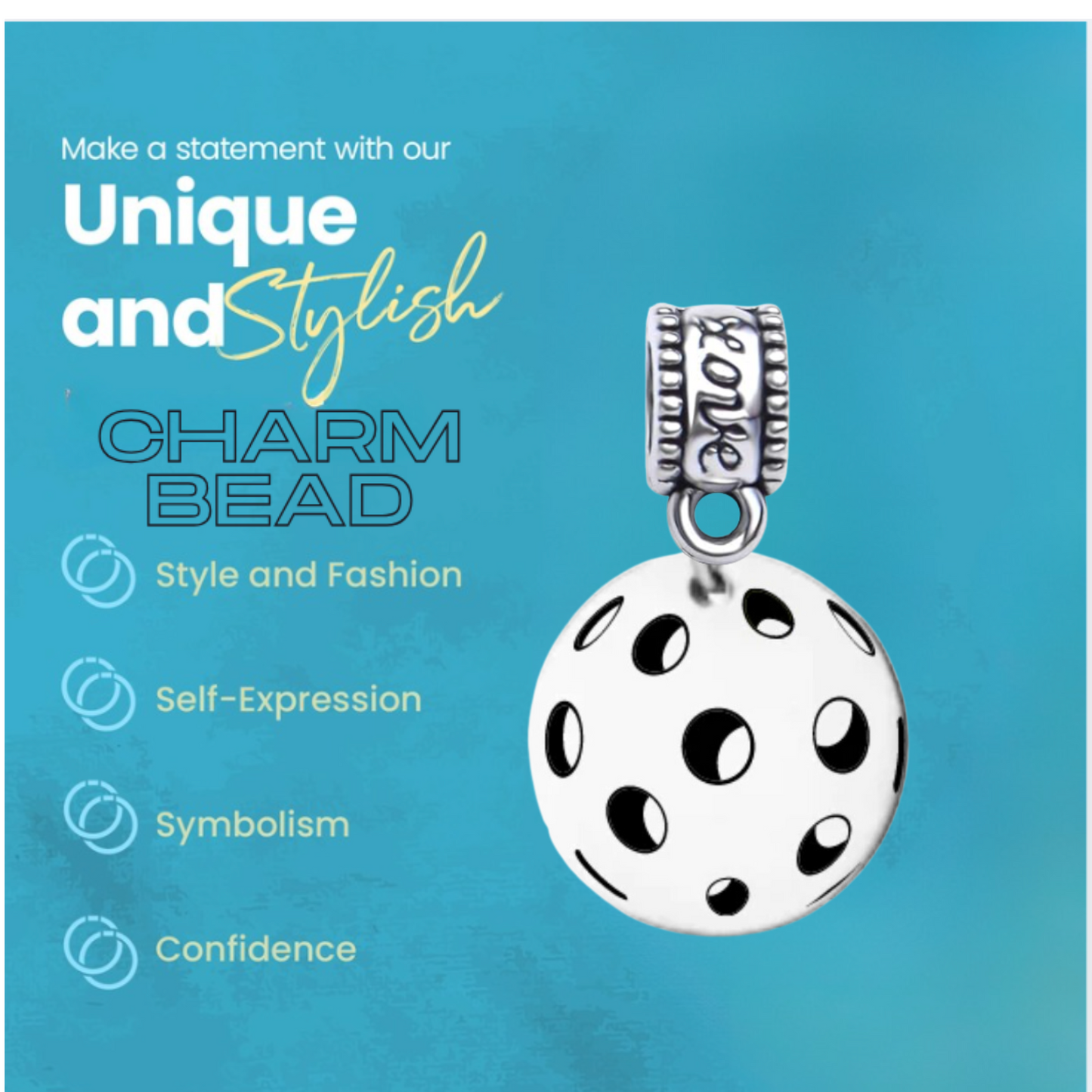 Pickleball Charm Bead - Pick Style