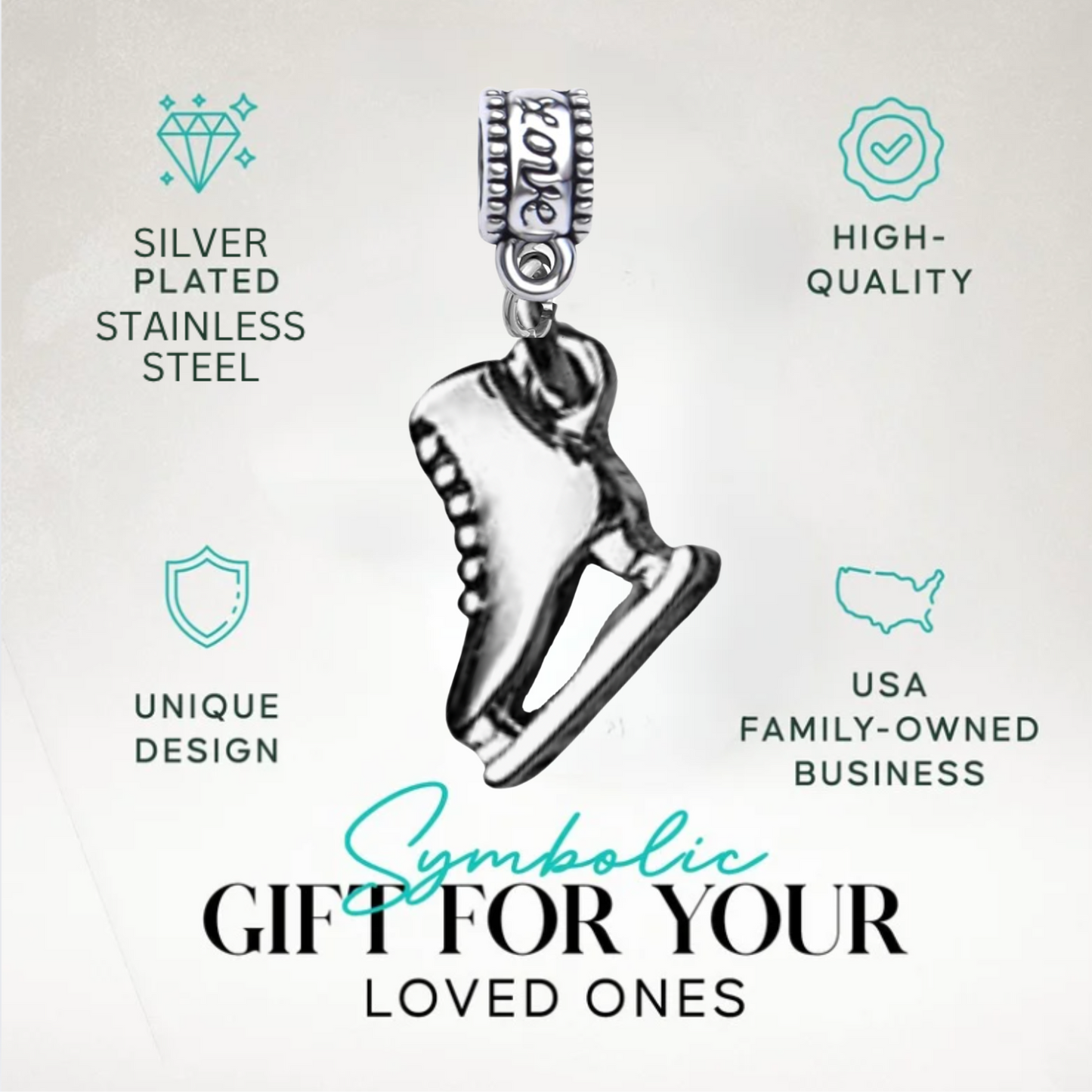 Figure Skate Charm Bead - Pick Style