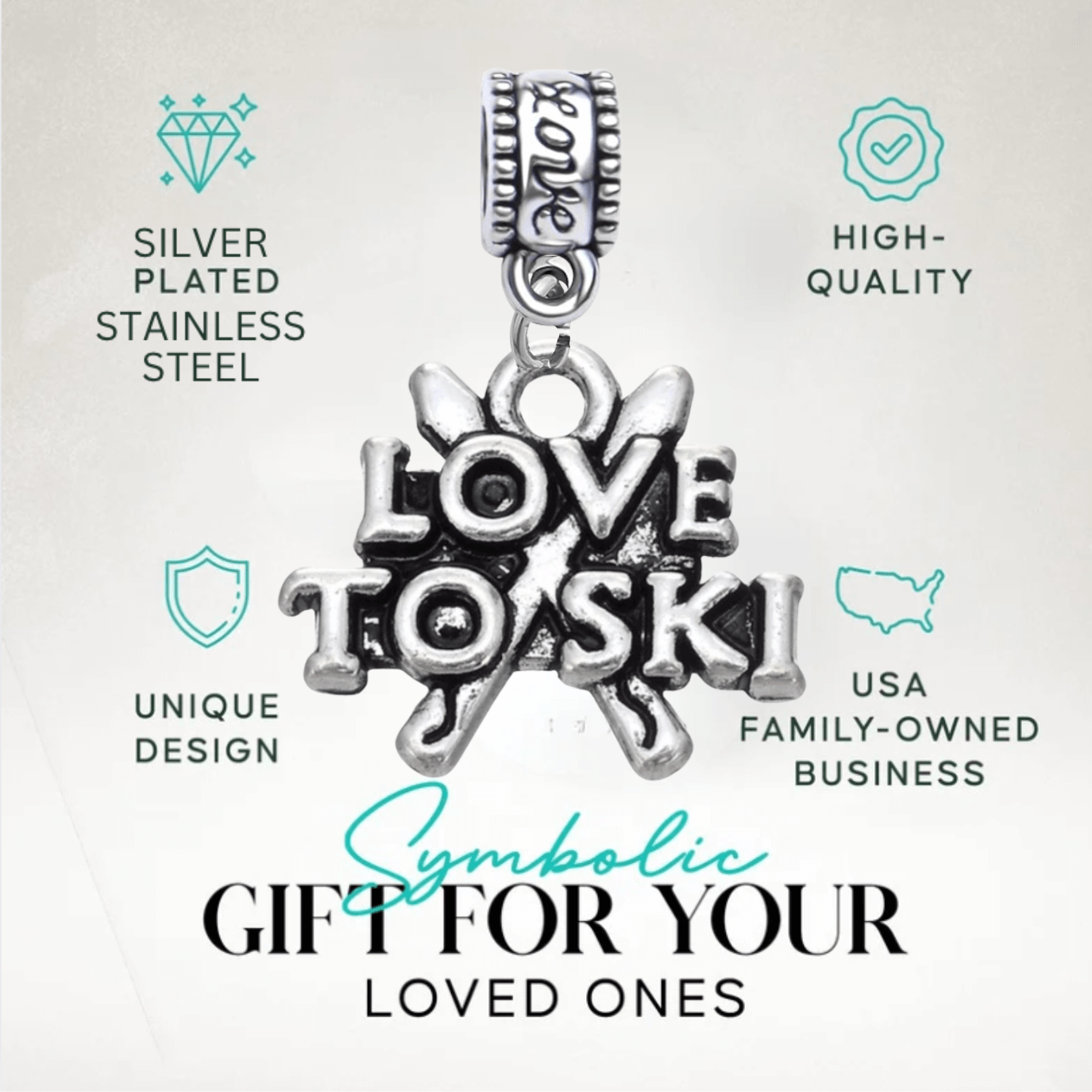 Love Ski Charm Bead - Pick Style