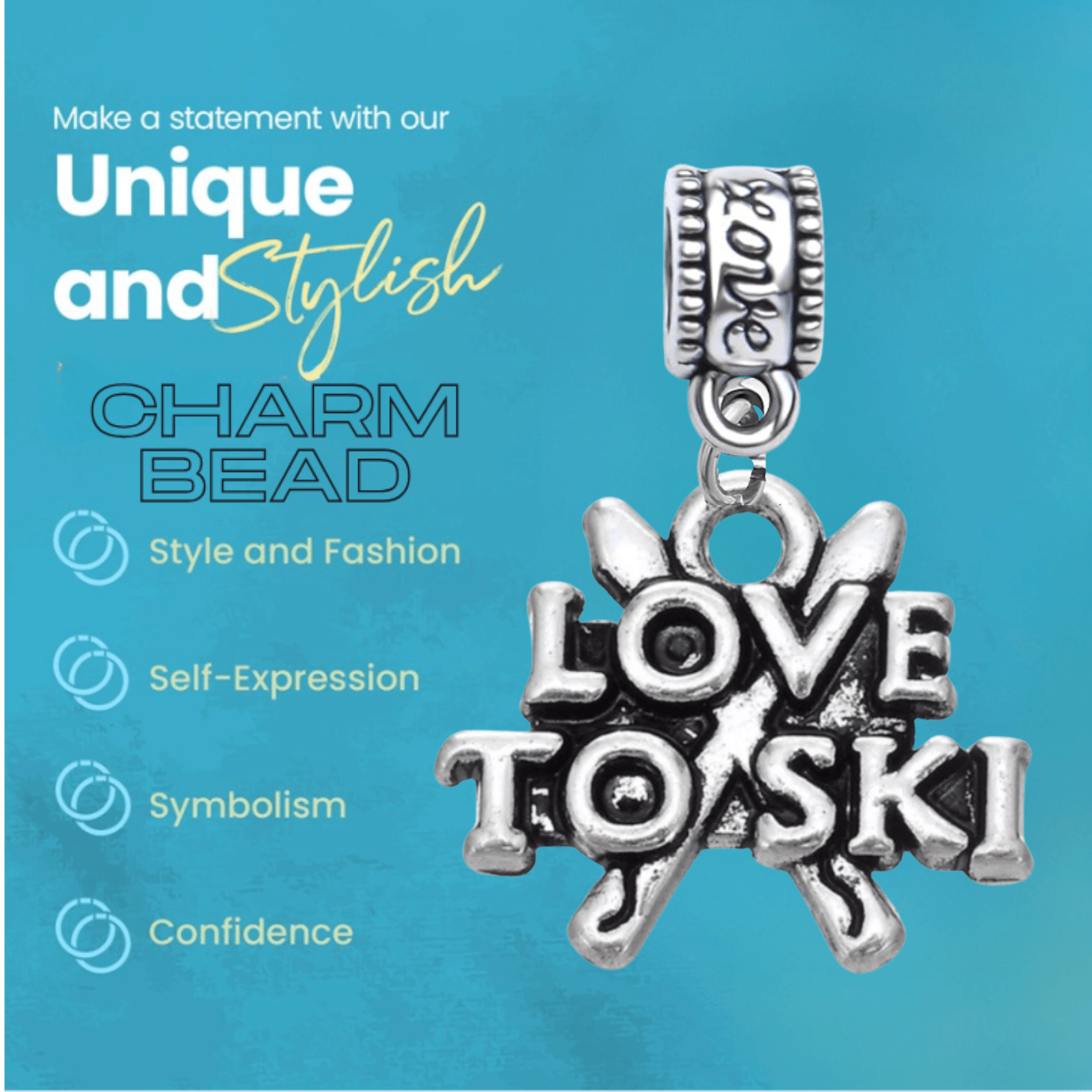 Love Ski Charm Bead - Pick Style