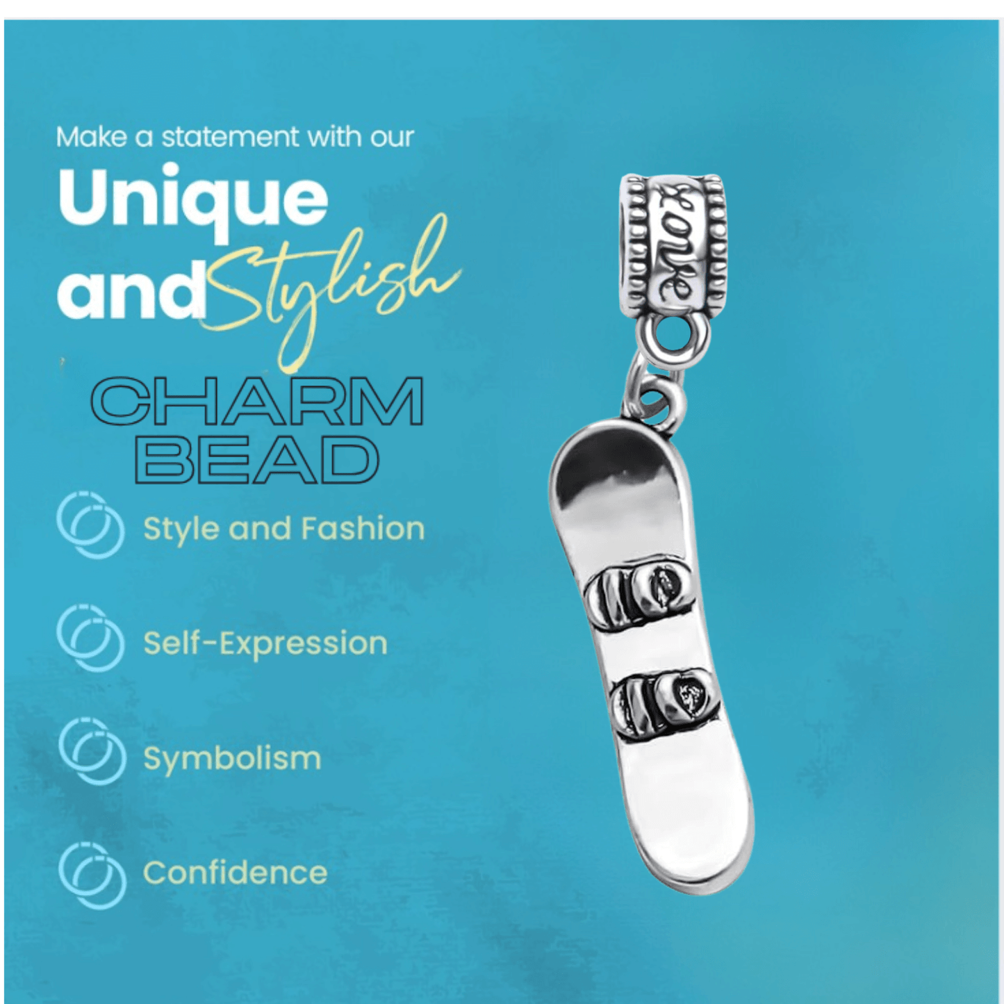 Snowboard Charm Bead - Pick Style