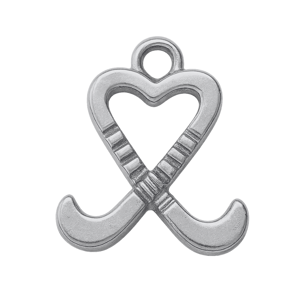 Field Hockey Charm - Heart - Sportybella, image size:1000x1000