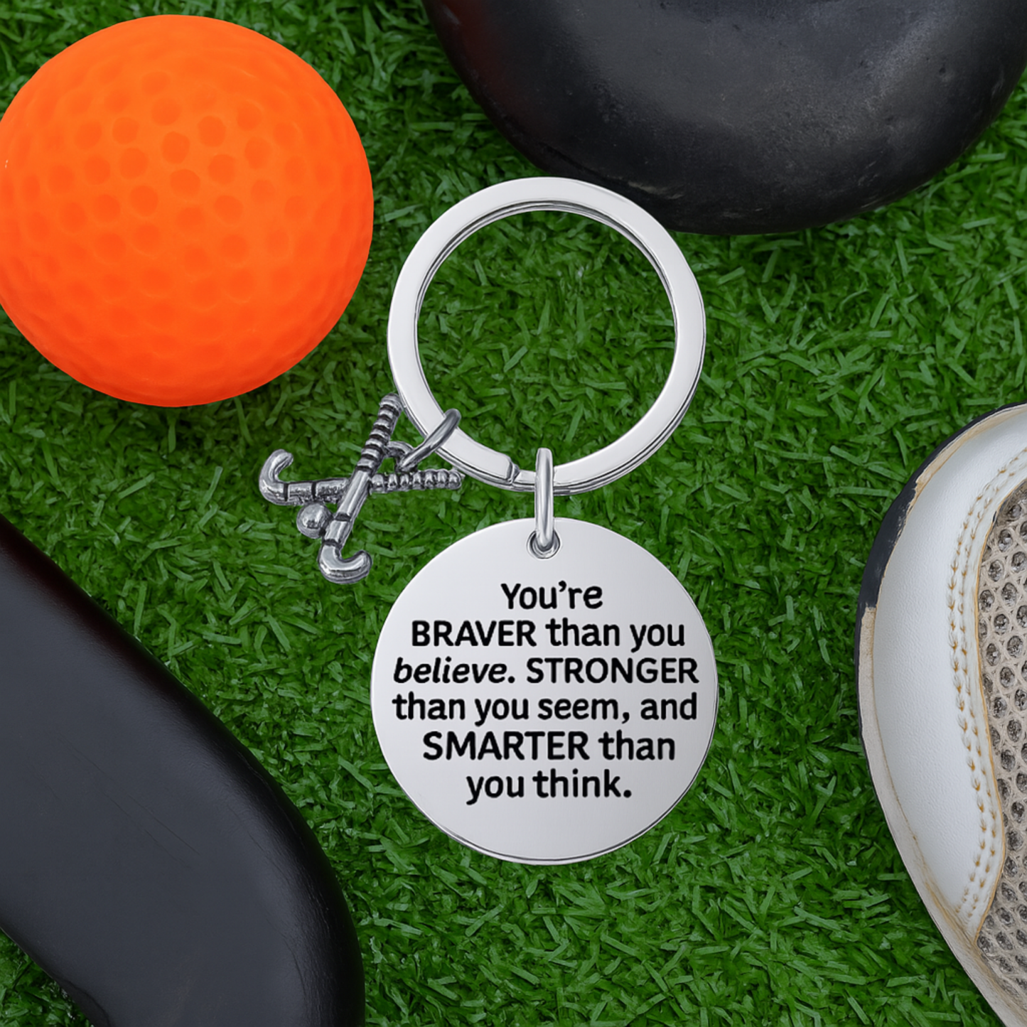 Field Hockey Keychain - You’re Braver than You Believe