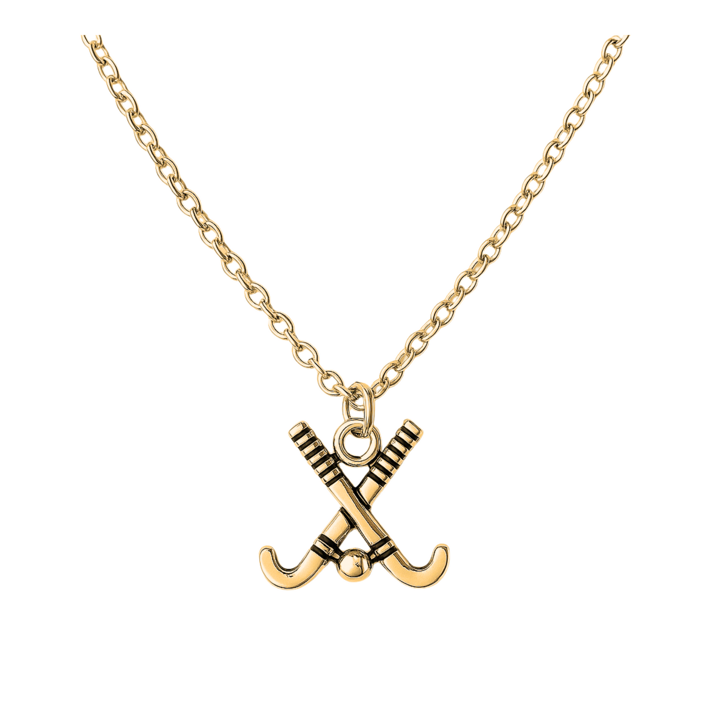 gold field hockey charm necklace with lobster clasp โ jewelry gift for teen athletes and sports lovers