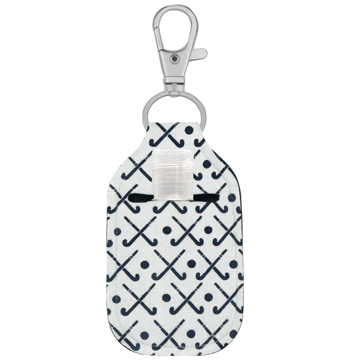 Field Hockey Hand Sanitizer Holder Clip On Keychain