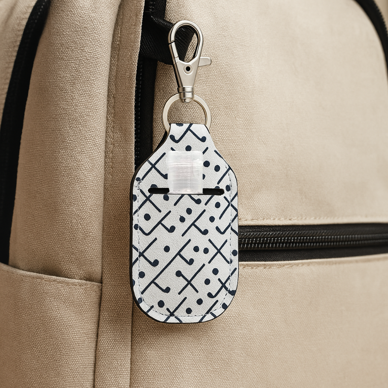 Field Hockey Hand Sanitizer Holder Clip On Keychain