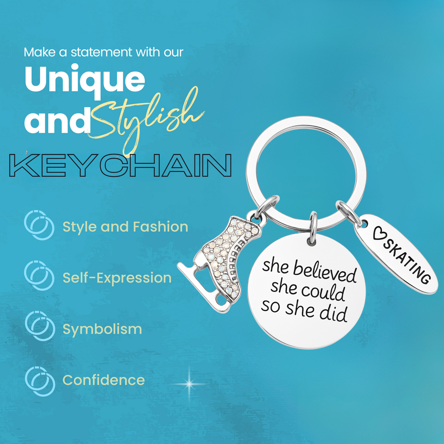 Figure Skating Keychain - She Believed She Could So She Did