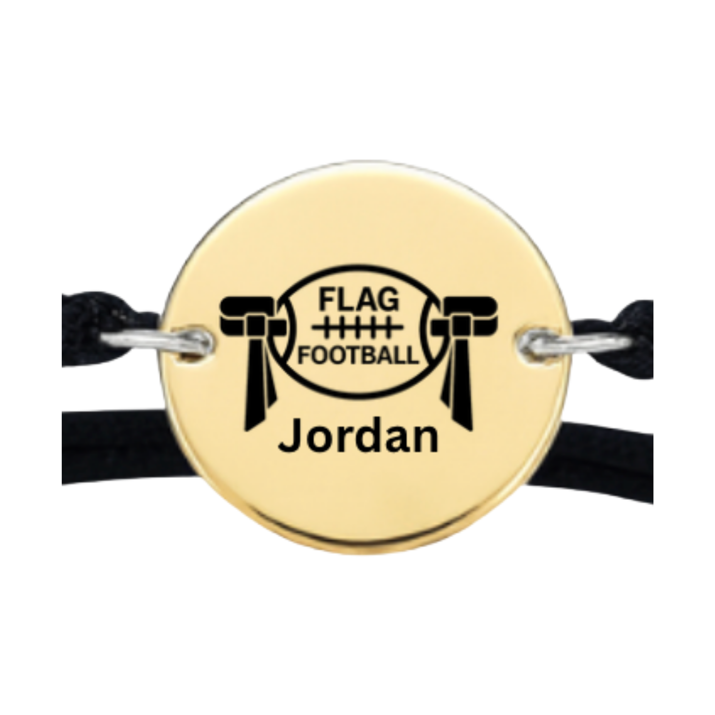 Personalized Flag Football Rope Bracelet – Gold or Silver | Heart or Round Shape