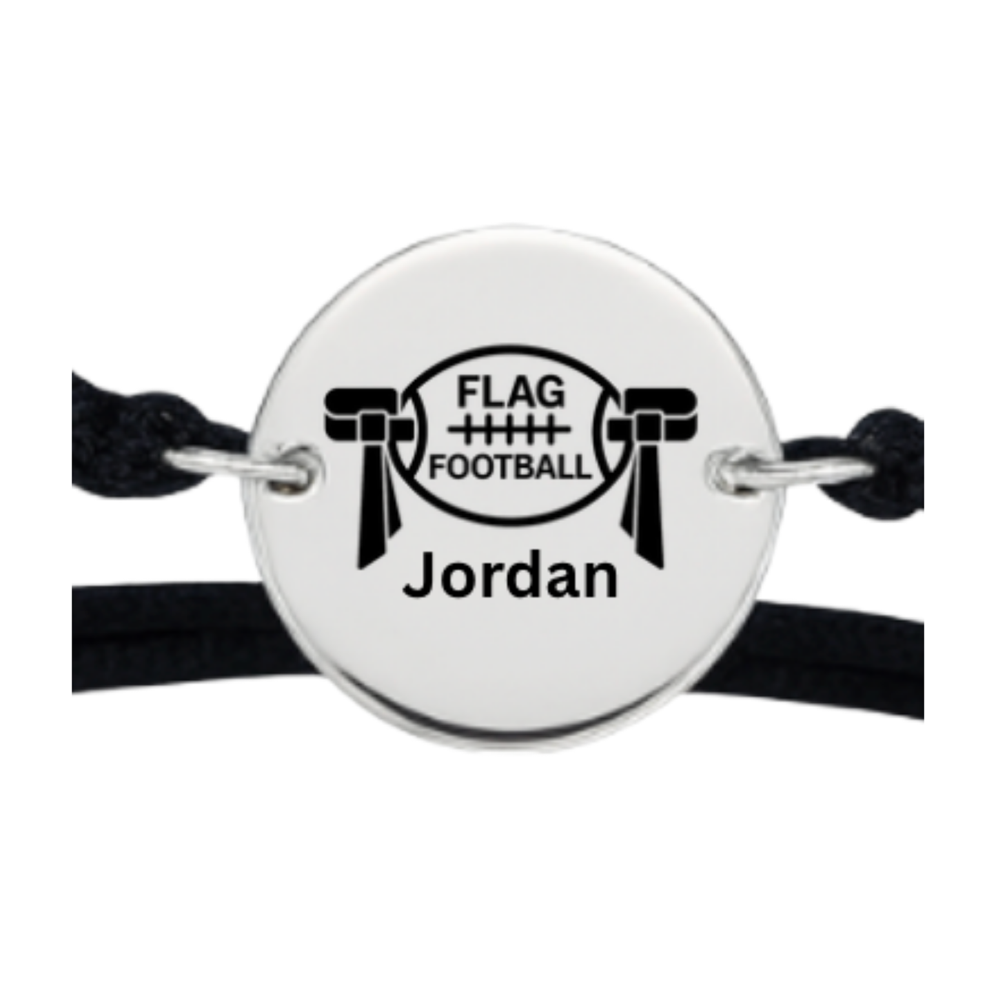Personalized Flag Football Rope Bracelet – Gold or Silver | Heart or Round Shape