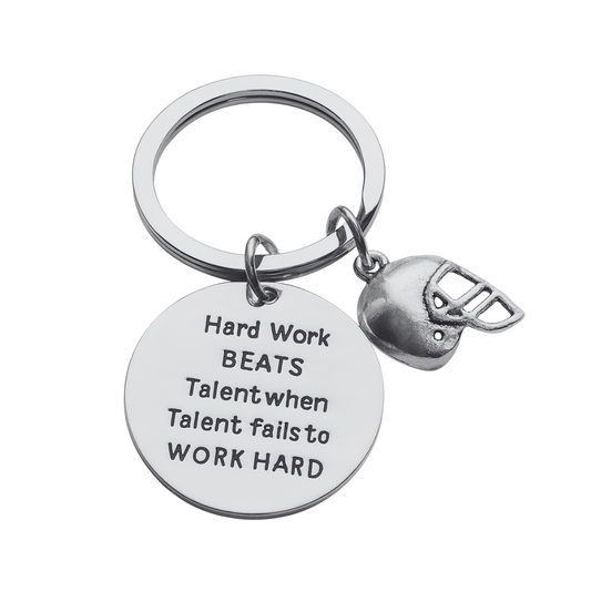 Football Keychain - Hard Work Beats Talent - Pick Style