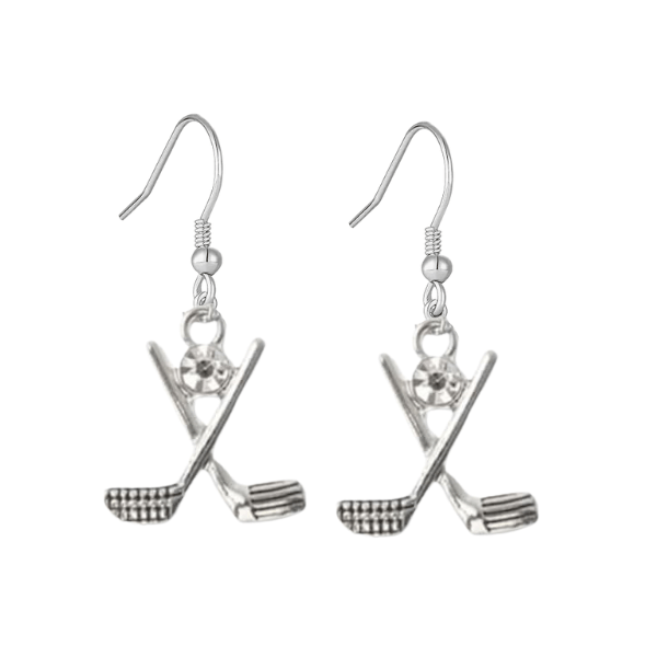 Golf club charm earrings with CZ accent; perfect golf gift for female golfers, stylish golf accessories.