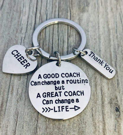 Cheer Coach Keychain - A Good Coach Can Change Routine