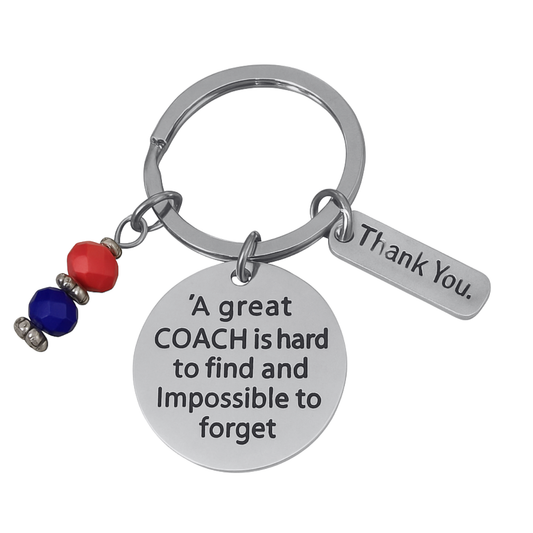 Great Coach is Hard to Find But Impossible to Forget Keychain - Pick Team Colors