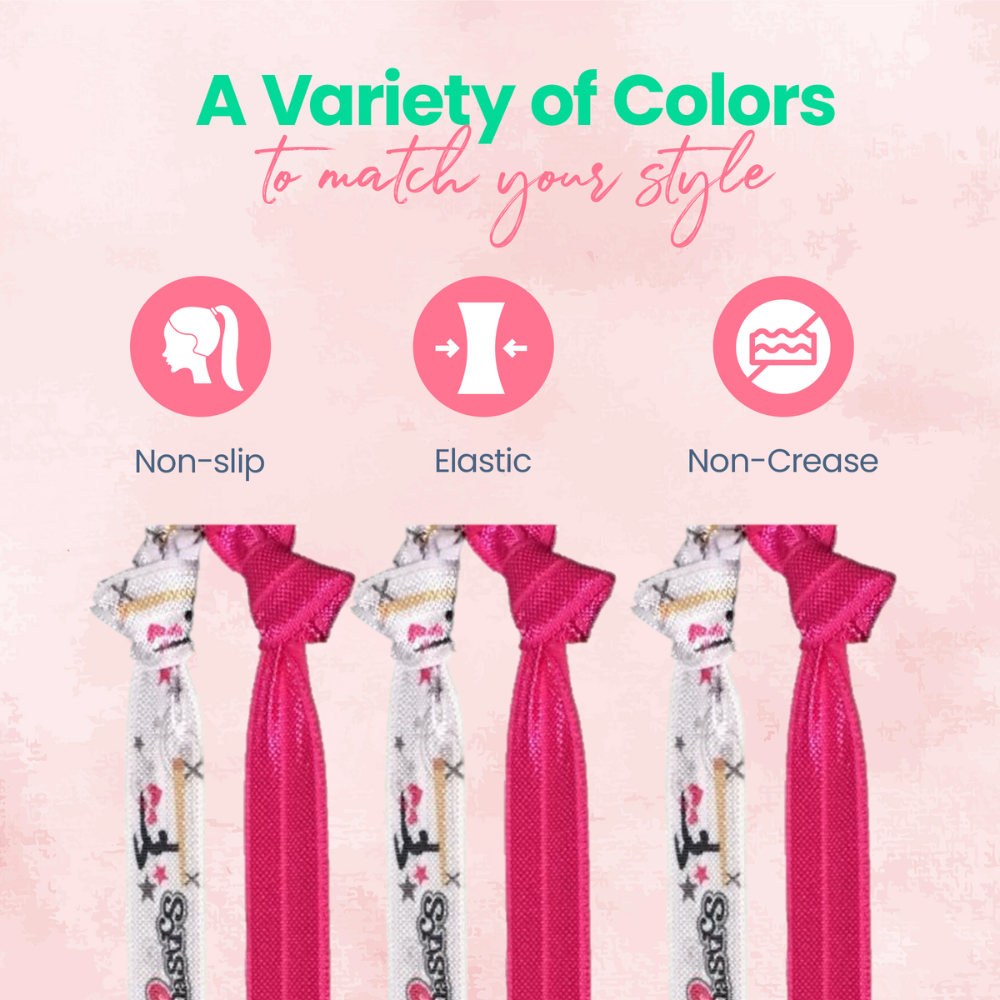 Gymnastics Hair Ties - 5 pack - Fucshia White